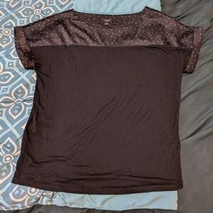 Ann Taylor Black Blouse with Gold Accents